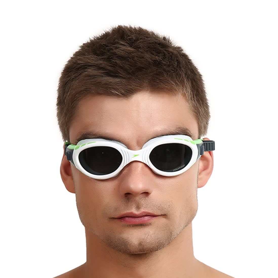White/Grn Speedo Futura Biofuse Polarised Swimming Goggles 