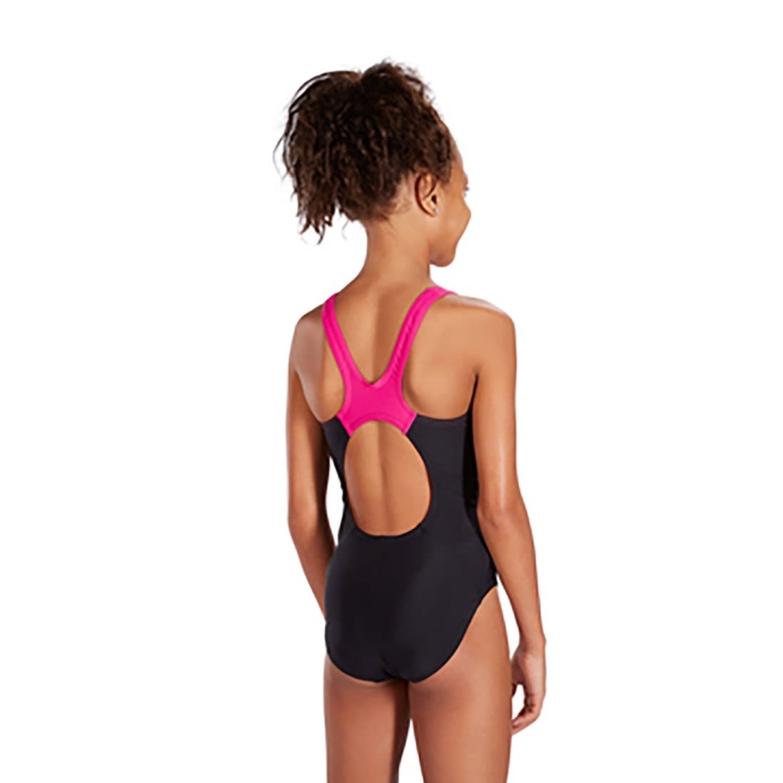 Speedo Girl's Boom Splice Muscle Back Swimsuit BNWT Black Pink 13-14 Years 